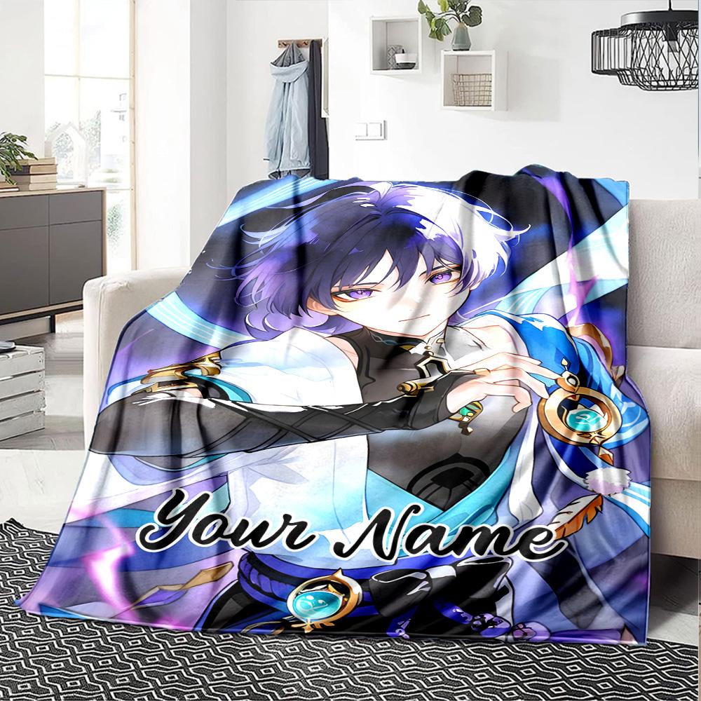 Customizable Genshin Impact9 Throw Blanket – Personalized Name, All-Season Cozy Snug Blanket, Machine Washable, Personalized Blanket