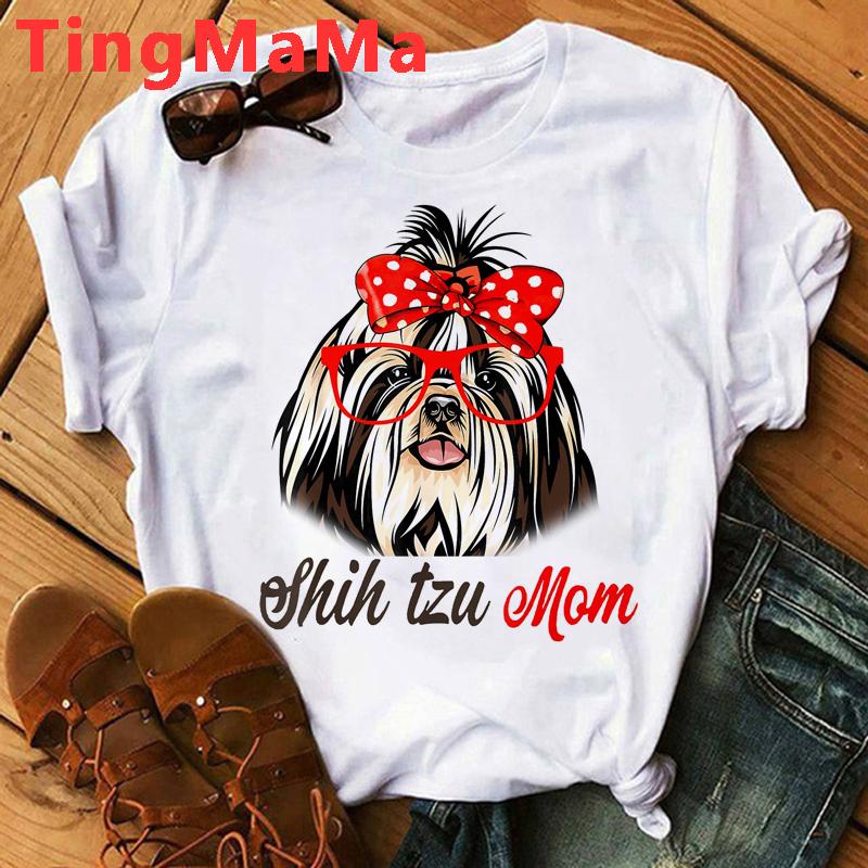Maminka Tričko Ženy Harajuku Letní topy Kreslený Shih Tzu Grafika Trička Kawaii Módní Unisex topy