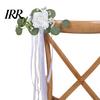 All-in-One Auto Dekoration Hochzeit Türgriff Blume mit Bandbindung und Grünen Blättern, Weiß Künstliche Foto Requisite Dekor Rose Rückspiegel Strauß