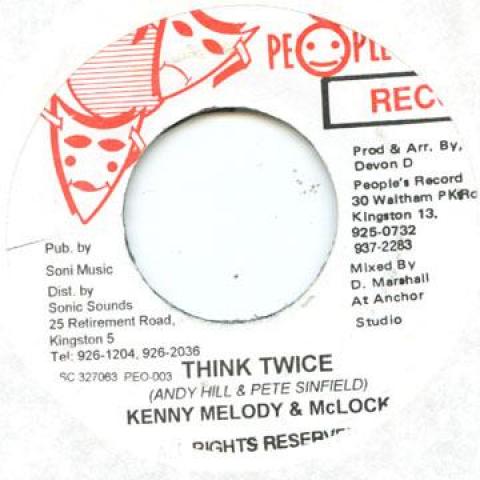 7inch Record KENNY MELODY. MCLOCK - Think Twice People's Record 1995 Jamaica Reggae, Ska & Dub