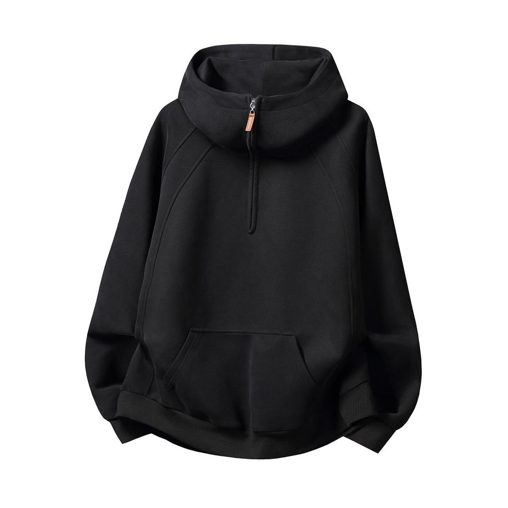 Unisex Heavyweight Half-Zip Hoodie with 3D Panel & Stand-up Collar for Autumn/Winter