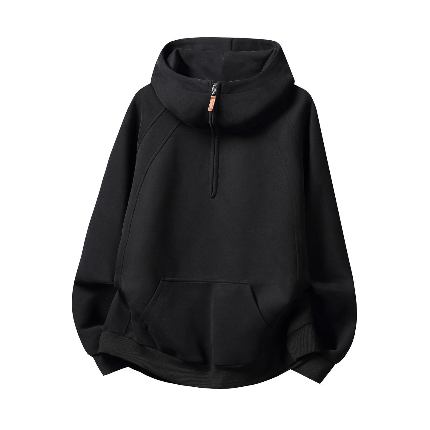 3D Silhouette Hooded Sweatshirt for Men & Women: Heavyweight Autumn/Winter Half-Zip Hoodie XL
