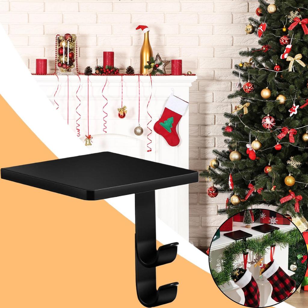 Stocking Holders for Mantle Non-Slip Aluminum Alloy Rack Christmas Stocking Holder Mantle Hooks for Fireplace Table Shelf Stair