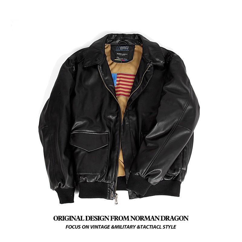 Norman Dragon A-2 Pilot Jacket Mens Vintage Military Style Casual Winter Coat