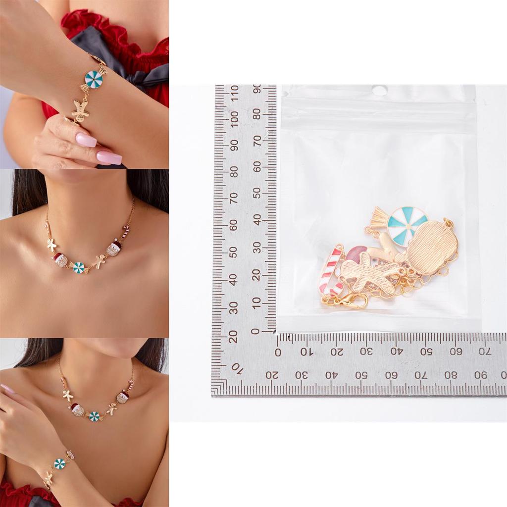 Christmas Jewelry Set With Rhinestone Santa And Gingerbread Pendant For Holiday Gifts