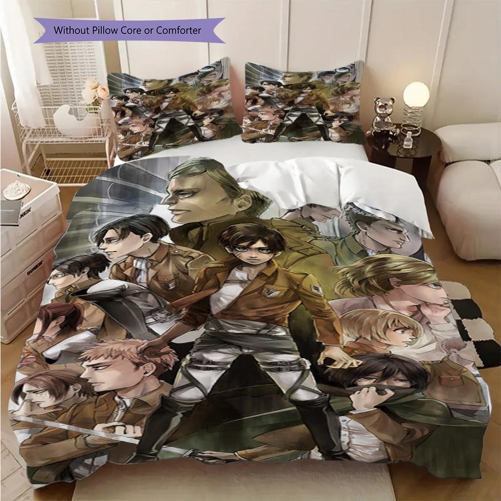 Attack Titan Comforter Set Threepiece Set 1 Duvet Cover 2 Pillowcase Without Core Duvet Cover And Pillowcase Soft And Comfortable