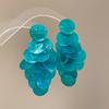 New blue flower fringed earrings, fresh niche design studs, women's summer vacation earrings