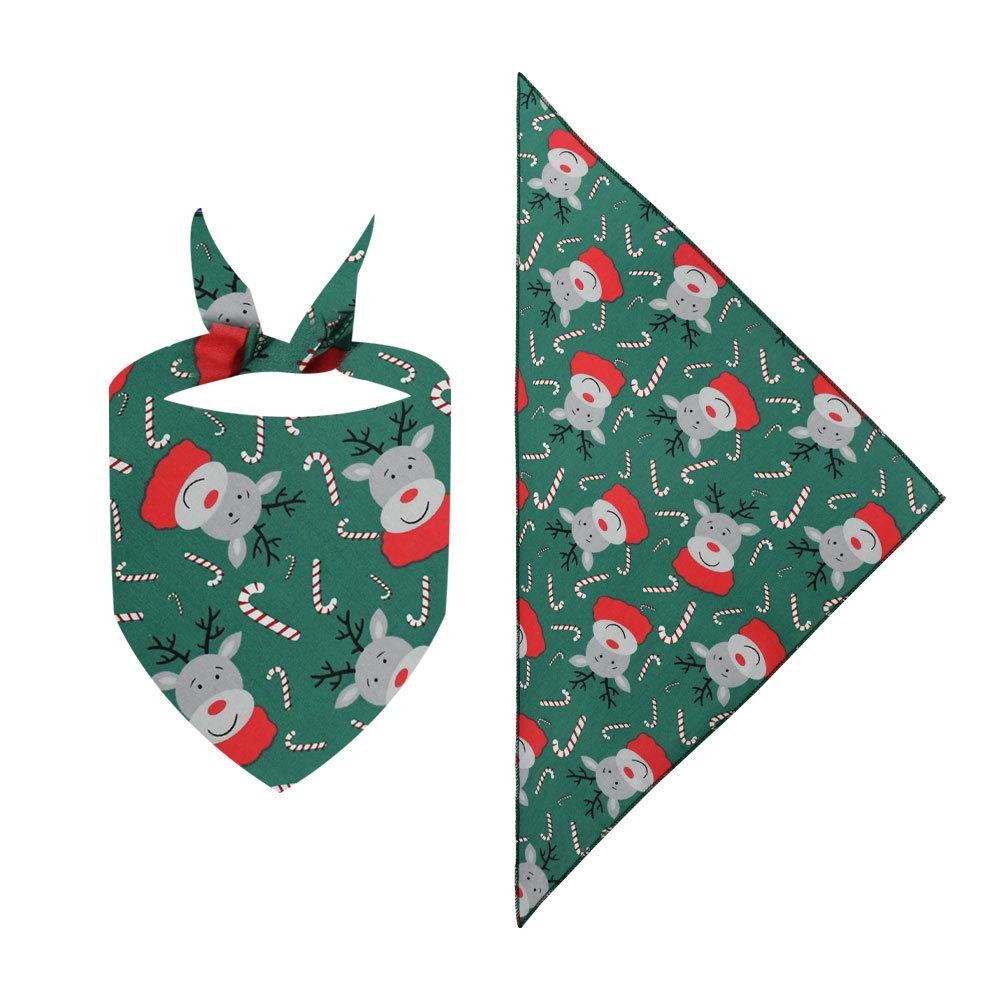 Christmas Triangle Pet Drool Towel,Santa Deer Cartoon Printed Dog Scarf Collar,Polyester Cat Bib,Dog Drool Towel | Pets Supplise