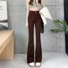 Women's High Waist American Style Brown Flare Jeans, Plus Size, Slimming Bell Bottom - Perfect for 2025 Spring/Autumn Trends.