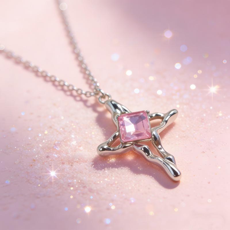 Titanium Steel Women s Cross Necklace: Versatile, Exquisite, Internet Celebrity-Style Pendant Sweater Chain