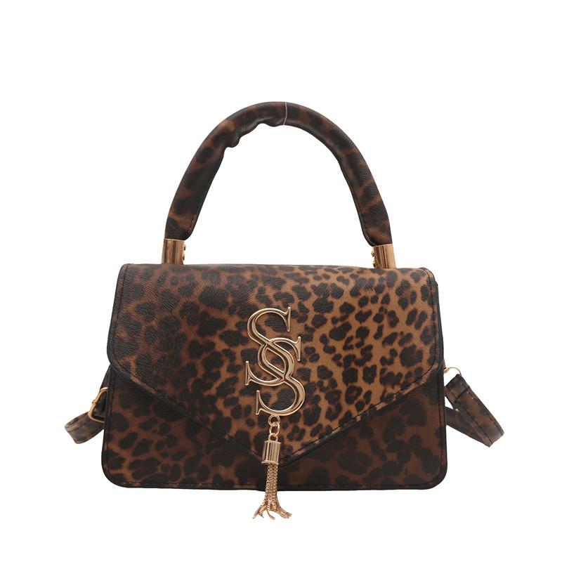 Chic Leopard Print Handheld Small Square Bag For Women Stylish Trendy Shoulder Tote