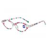 High-End Transparent Floral-Print Oval Small Frame Presbyopia Glasses Anti Blue Light Eyeglasses Lady And Gentleman +1.0 To +4.0
