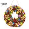 Festive Door Hanging Ornament DIY Acrylic Christmas Faux Pearl Art Kit, Lighted Wreath 3D Beaded Craft Mantelpiece Kit with LED String Light, Beginner