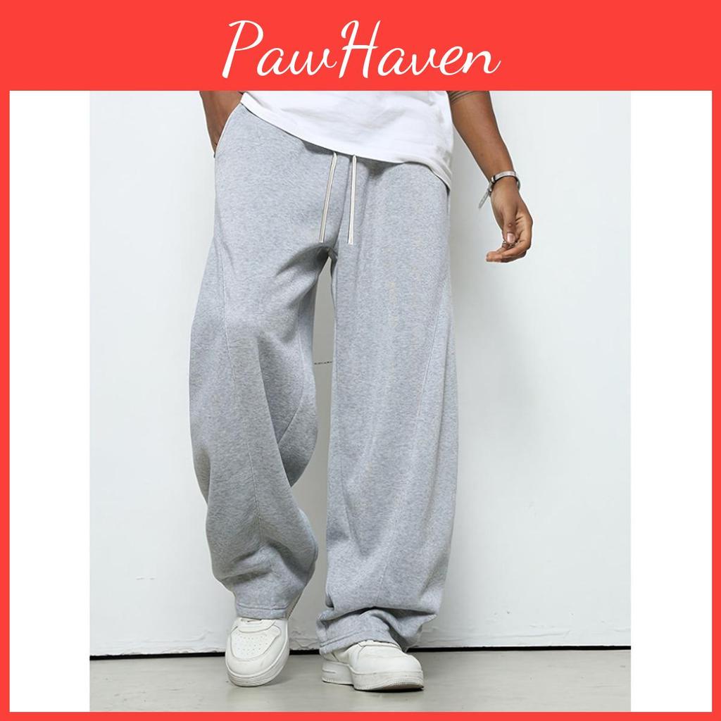 Mens Color Solid Seasons Four Drawstring Casual Pants Loose Wide Leg Pocket Sports Pants Suitable For Outdoor Vacation Commuting Comfortable