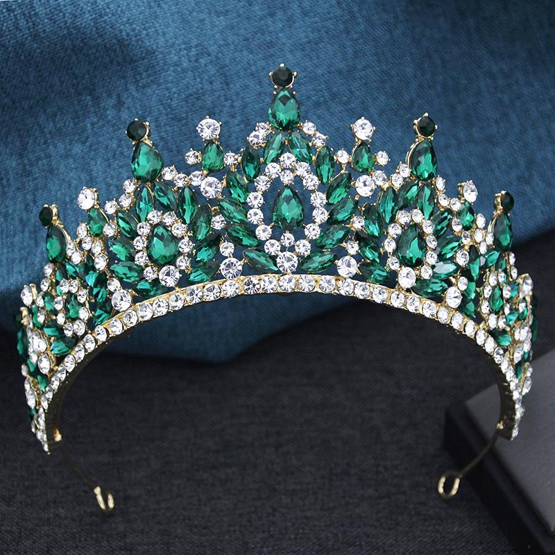 Wykwintne Czarne Kryształowe Tiary i Korony Ślubne dla Królowej Panny Młodej Nakrycie Głowy Bal Maturalny Ślubna Korona Biżuteria do Włosów Akcesoria
