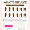 24 Pieces Long Pointed Wearing Nail 3D Three-dimensional Flower Fake Nail Patch French Manicure Gold Pure Handmade Wearing Nail
