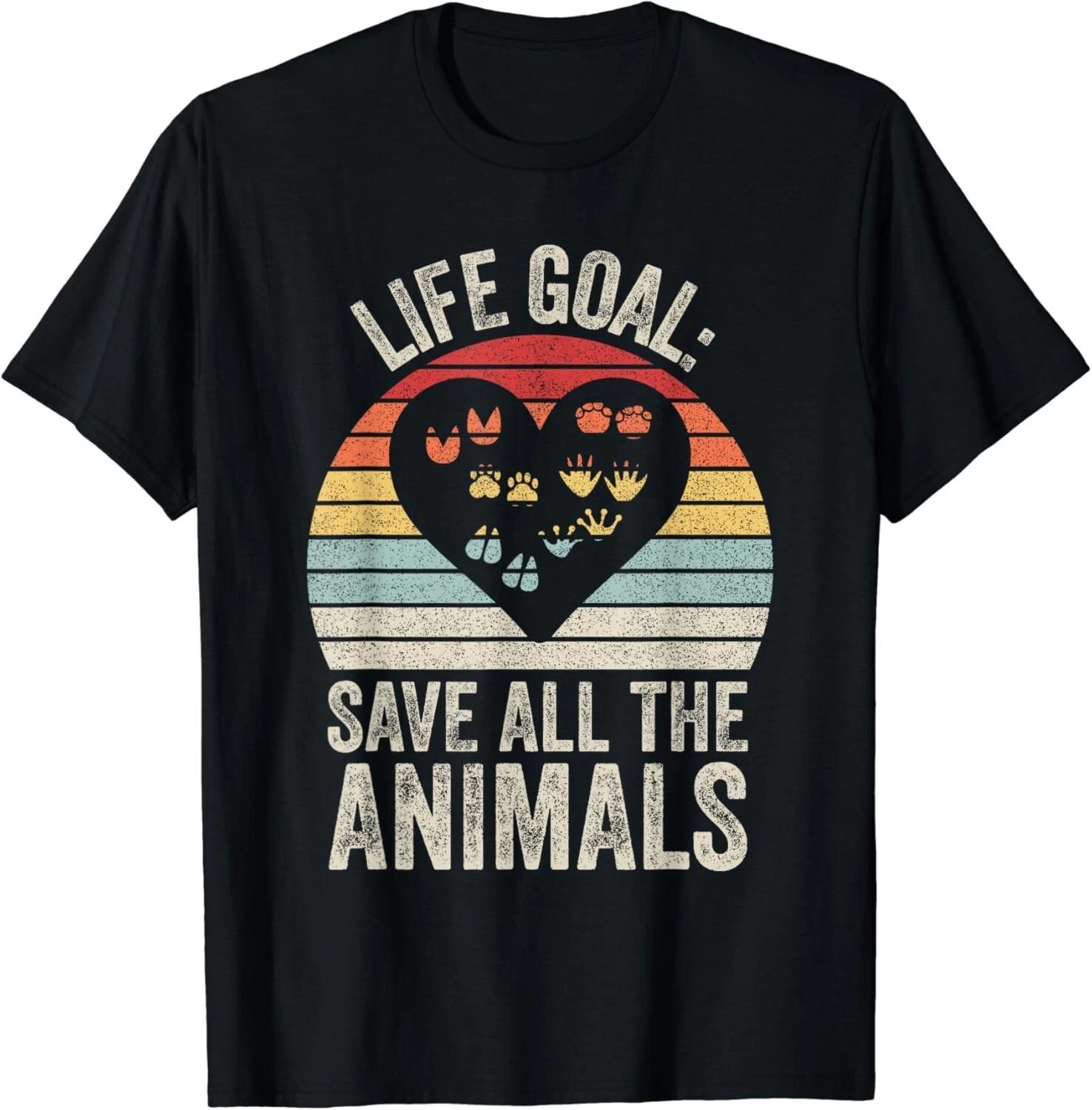 

Retro Life Goal Save All The Animals Wildlife Rescue Animal Gift T-Shirt M