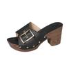 Plus Size Women Rivet Chunky High Heel Slide Sandals