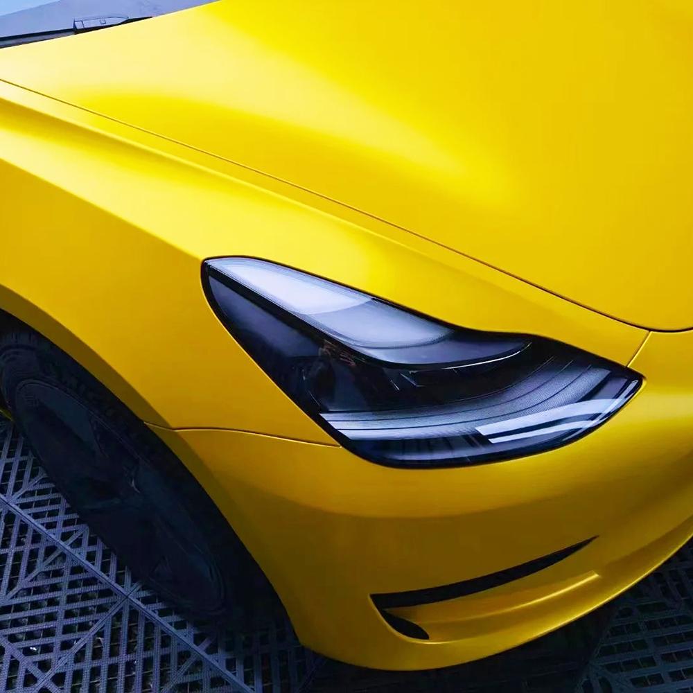 Car Sticker Color Change Vinyl Film Matte Metallic Yellow PET Bubble Free Wrapping Car Accessories Auto Self Adhesive Decals