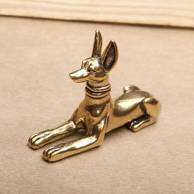 Copper Desk Ornaments German Shepherd Dog Miniatures Figurines Handmade Retro Brass Animal Statue Home Decorations Accessories