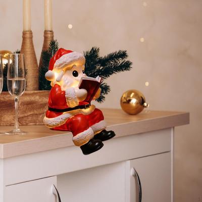 Beleuchtete Weihnachtsmann-Statue mit LED-Lichtern Nachtlicht Geschenk Harzfigur zum