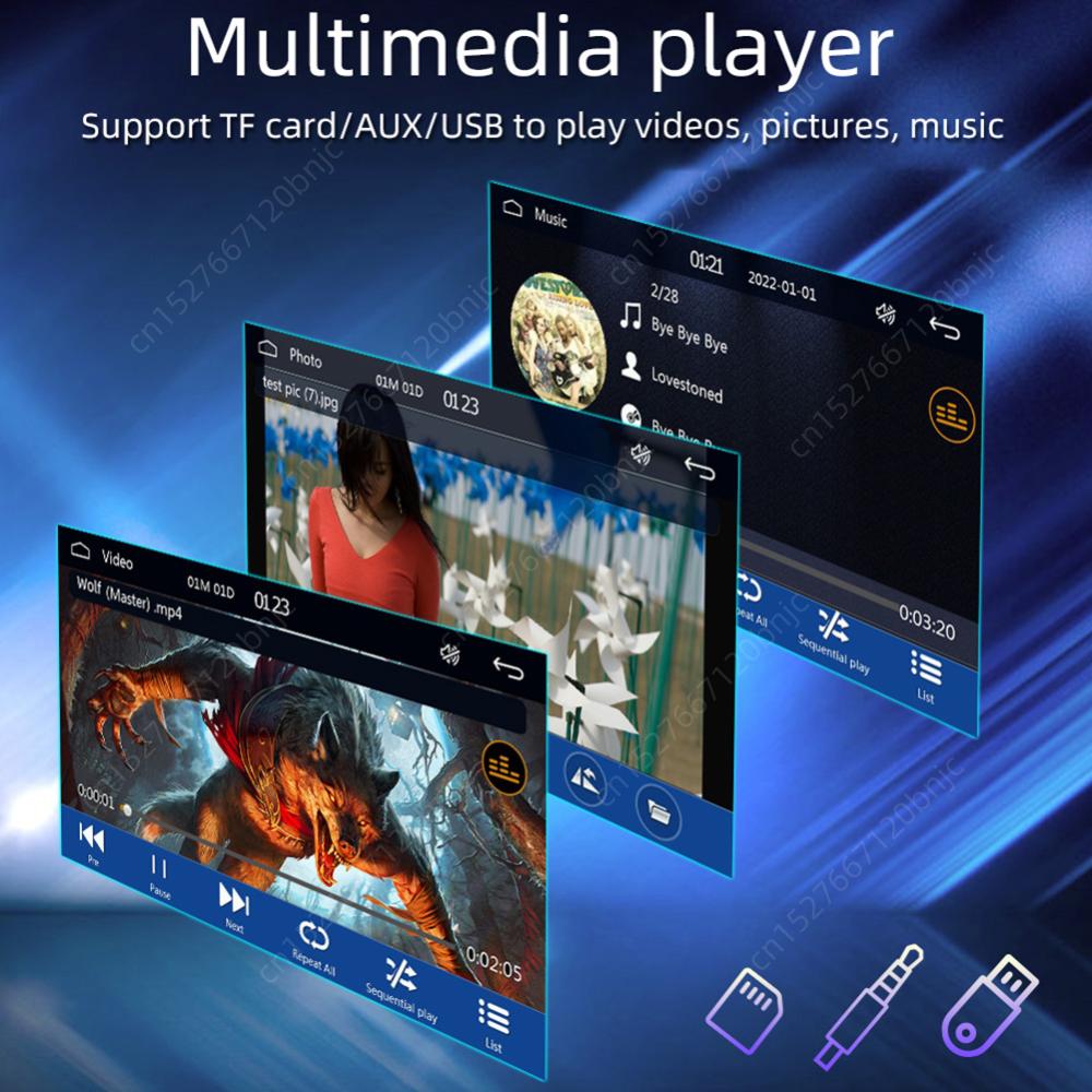 9607W 7'' Touch Screen Universal Wireless Carplay Car Multimedia Player Bluetooth FM TF/USB Rear View Camera Car Stereo Radio