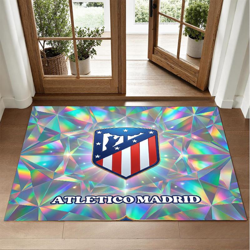 Atletico Madrid Design Crystal Velvet Rug Soft Decorative Mat for Bedroom Entrance