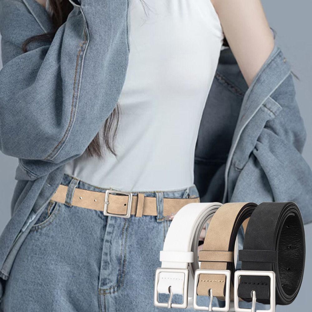 Luxury Design Business Waist Belt Pin buckle Waistband Fashion Suede Leather Belt  For Women