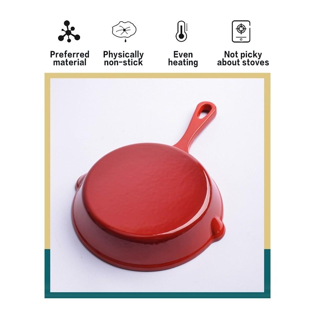 Flat Bottomed Enameled Cast Iron Dutch Oven Non-stick Omelette Pan Frying Pan  Kitchen Cookware