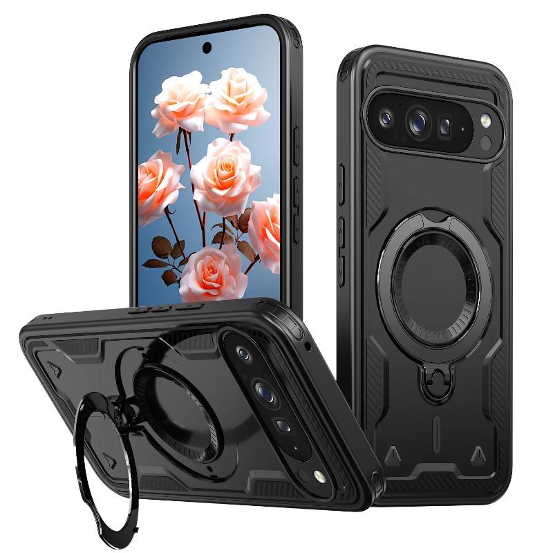 Premium Car 360°rotate Bracket Armor Phone Cases for Google Pixel 10 9 Pro XL 9A Drop Proof Magnetic Charging Protector Cover