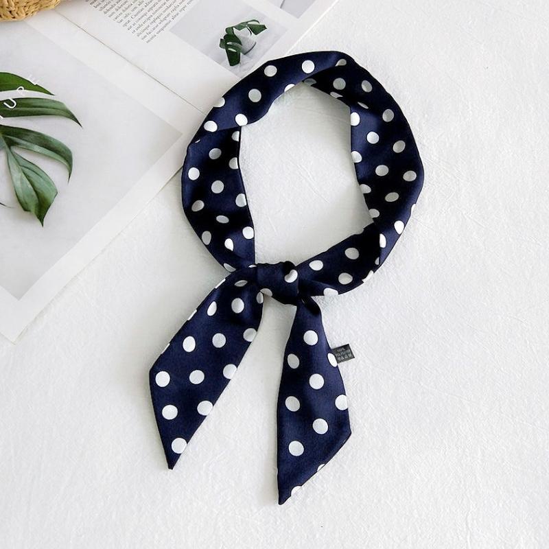 Fashion Dot Ribbon Silk Scarf Women Thin Neck Scarves Lady Small Shawls Narrow Female Neckerchief Dress Accessories