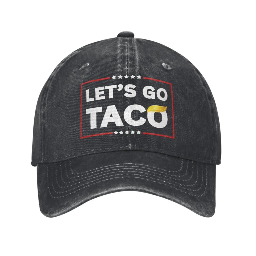 Let's Go Taco Baseball Cap Fashion Distressed Washed  Headwear Men Women Outdoor All Seasons Travel Adjustable Fit Caps Hat