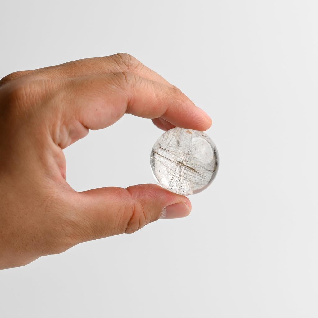 Eigado Rutilated Quartz Gold Natural Natural Power Good Luck In and Overall Good Sphere, Rutilated, 34mm, Quartz, Stone, Rutile, Stone, Work, Money,