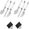 2 sets (6 stuks) Opvouwbaar RVS Bestekset Draagbaar Bestek met 2 Opbergzakjes voor Picknick Wandelen Kamperen Reizen