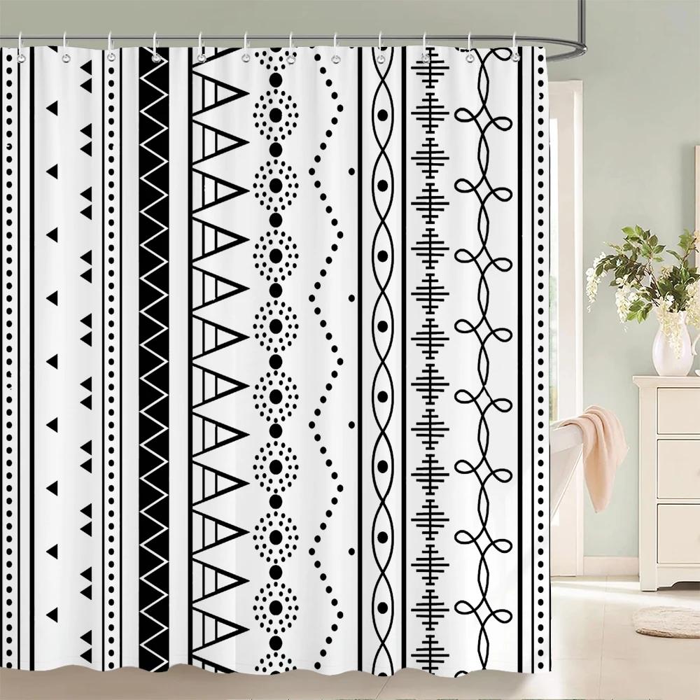 

Indian Bohemia Printed Shower Curtains Frabic Waterproof Polyester Decor Bohemian Style Bath Curtain With Hooks 240X180Cm W60H190(CM)-1 Pcs