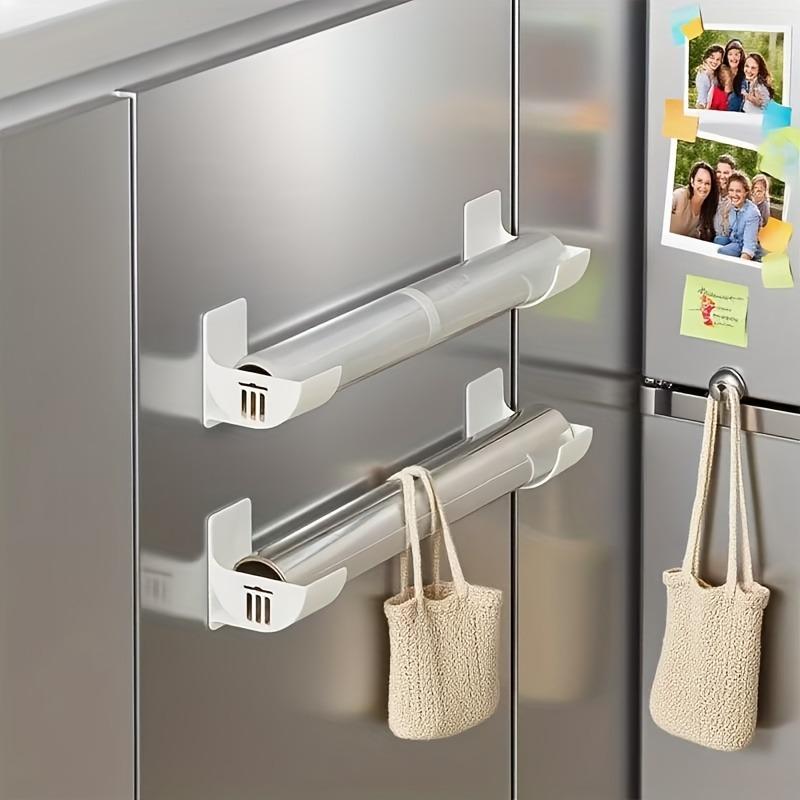 2Over-the-door storage rack——Sturdy garbage bag storage rack and cling film holder Non-perforated adjustable kitchen countertop-Multifunctional