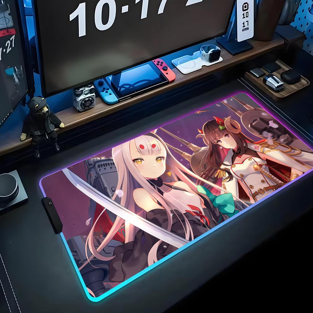 azur lane Mouse Pad RGB Gaming Mousepad Big LED Pad PC Desk Mat Luminous Mouse Pad Large Keyboard Mats Table Rug With Backlit