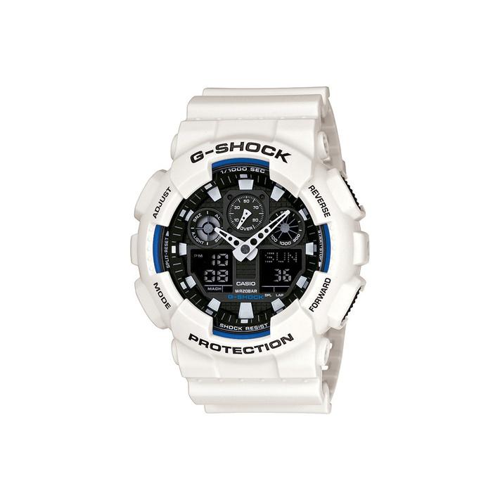 

G-Shock Youth Series Waterproof Shockproof Trendy Sports Quartz Movement Resin Strap Watch Men watches Black GA-100B-7A Regular Watch Box,White Blue