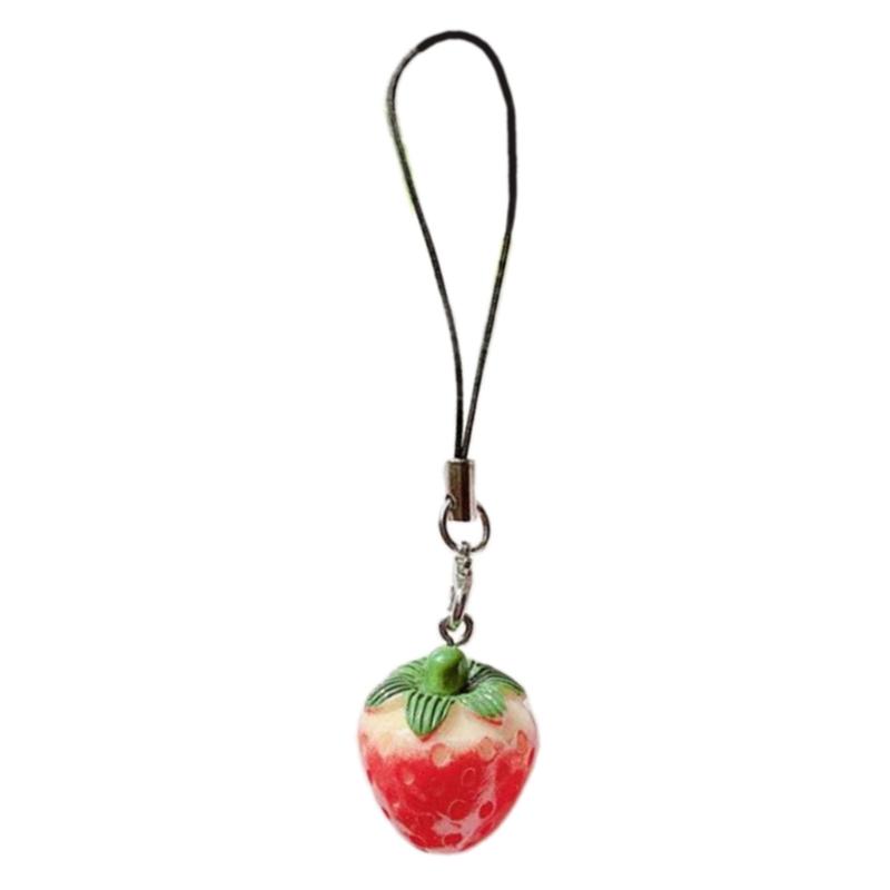 Strawberry Fruit Keychain Cute Tomato Acrylic Keyrings Simulation Food Key Rings