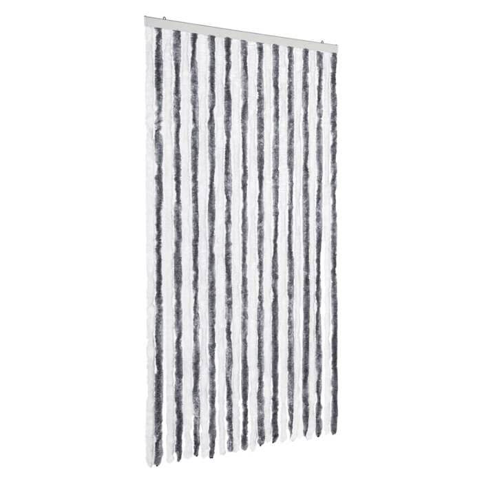VidaXL Fly Curtain, Insect Screen with Hook, Adjustable Length and Width Door Curtain, Grey and White 377369