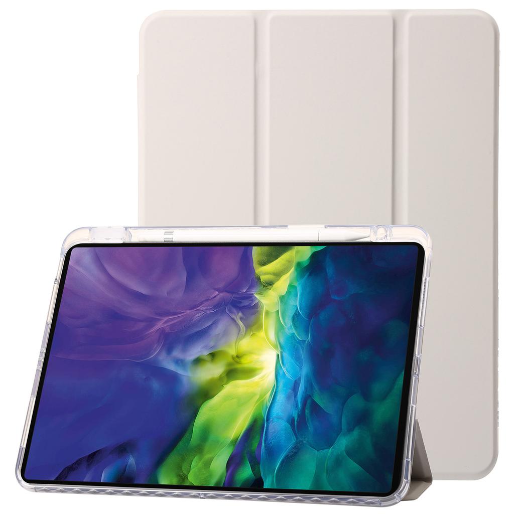 For iPad Pro 13 (2024) Tablet Case TPU+Acrylic+PU Drop Protection Cover with Tri-Fold Stand