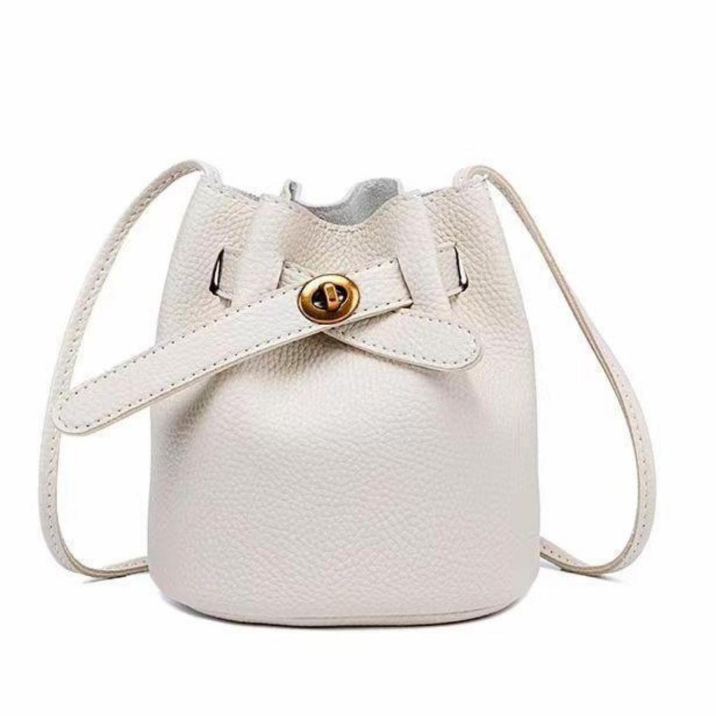 Mini Bucket Bag, Faux Leather Drawstring Crossbody Purse