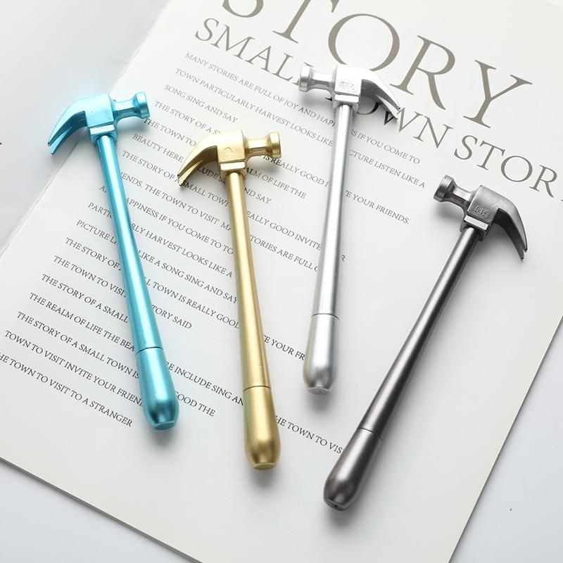 2Pcs Metallic Hammer Tool Stationery Creative Ballpoint Pen Hammer School Supply