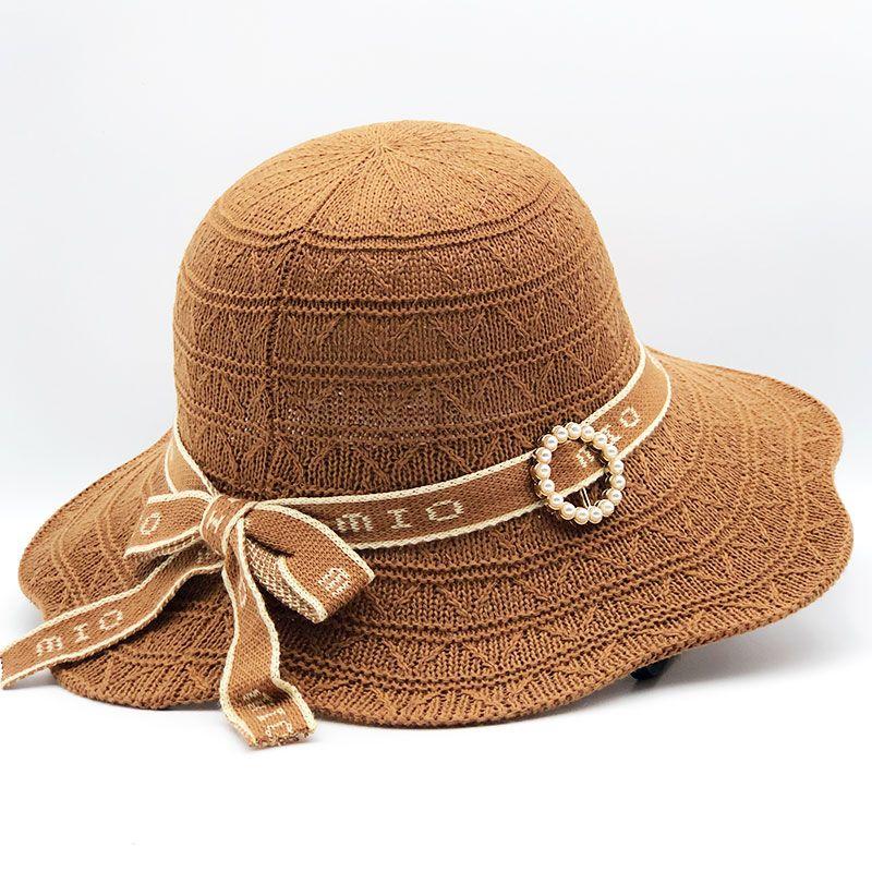 Sun Hat Women's Sun Protection Outdoor Cotton Jacquard Knitted Folding Sun Hat Summer