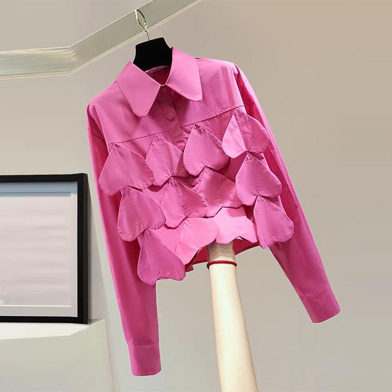 ZANZEA Women Fashion Heart Print Long Sleeve Shirt Collar Shirts