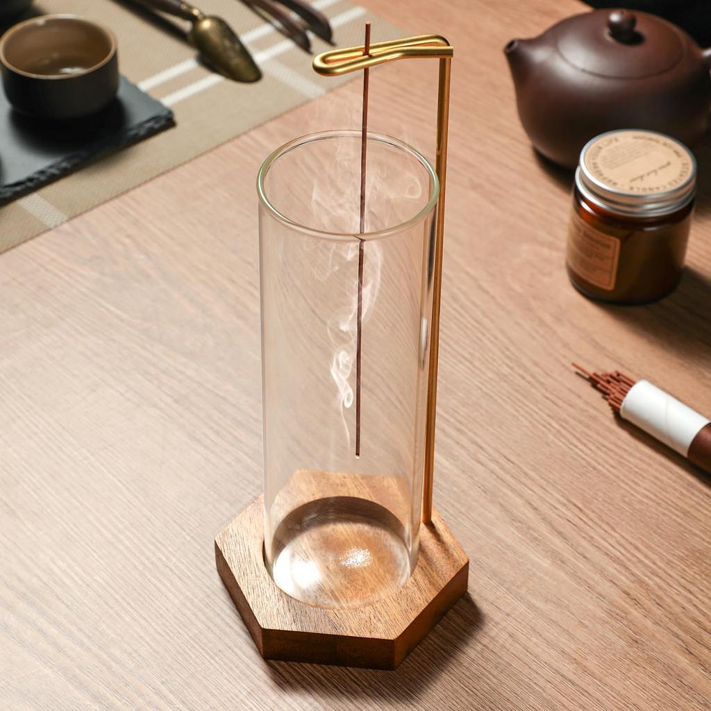 Incense holder, glass-shaped, spill-proof incense holder, soothing, perfect for tea ceremony, kodo, yoga classes, offices, entryways, tea rooms,