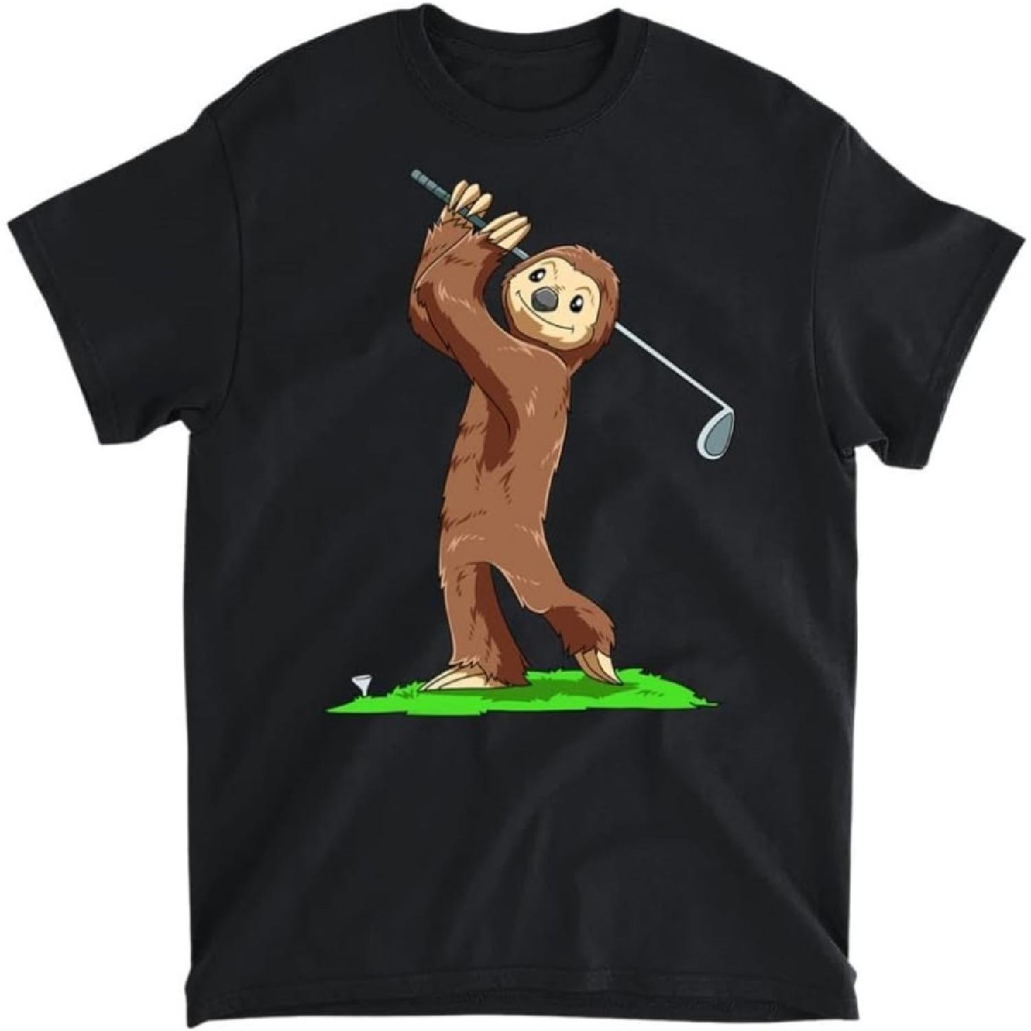 Sloth Golf Sloth Playing Golf Sloth Golfer T-Shirt, Long Sleeve Shirt, Sweatshirt, Hoodie Unisex Adult Size Made in Canada XXXXXL разноцветный