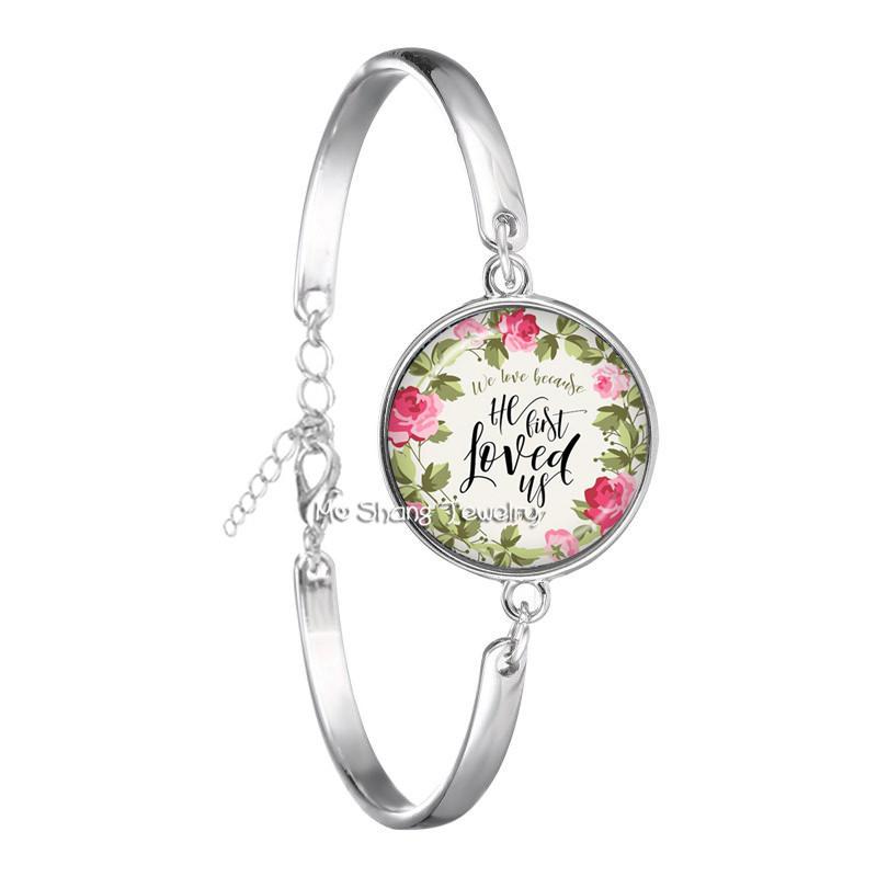 Neues Mode-Bibelvers-Armband Handgefertigtes Glasarmband Schriftzitat Schmuck Christliches Geschenk für Frauen Männer