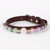 Adjustable Pearl-Decorated Microfiber Pet Collar for Dogs and Cats