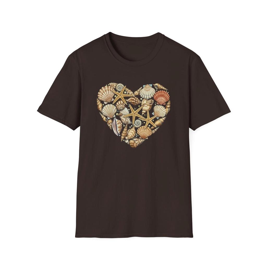 Sea Shell Heart T shirt, Beach Tee, Ocean Lover Shirt, Summer Vacation Shirt